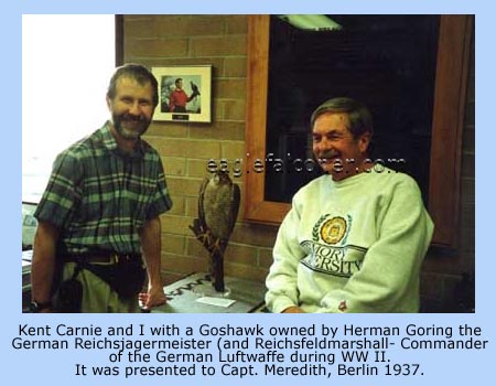Kent Carnie and Alan Gates with Herman Goring's goshawk